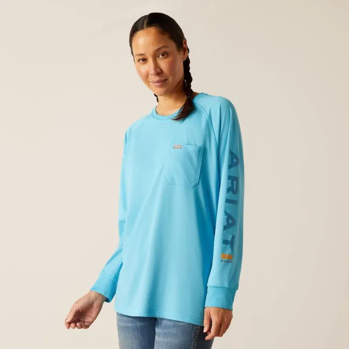 Women TShirts and Tops Ariat Rebar Heat Fighter TShirt Norse Bluemeadowbrook