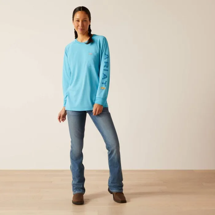 Women TShirts and Tops Ariat Rebar Heat Fighter TShirt Norse Bluemeadowbrook
