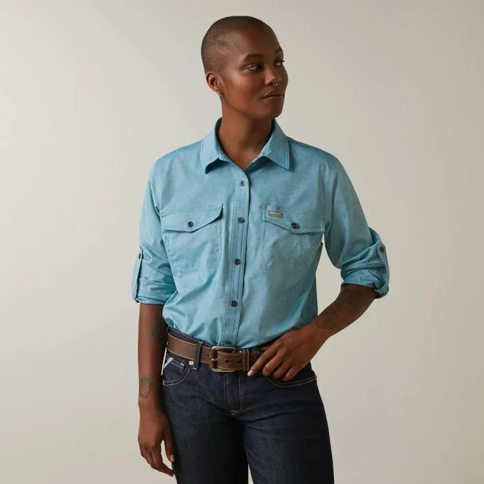 Women TShirts and Tops Ariat Rebar Made Tough VentTEK DuraStretch Work Shirt Larkspur Heather