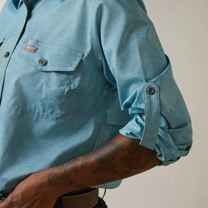 Women TShirts and Tops Ariat Rebar Made Tough VentTEK DuraStretch Work Shirt Larkspur Heather