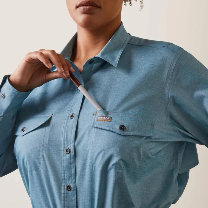 Women TShirts and Tops Ariat Rebar Made Tough VentTEK DuraStretch Work Shirt Larkspur Heather
