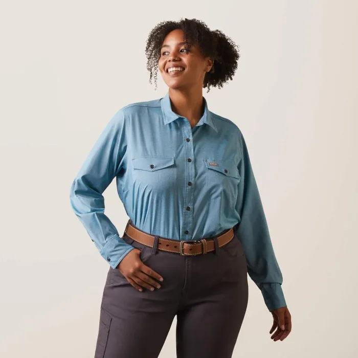 Women TShirts and Tops Ariat Rebar Made Tough VentTEK DuraStretch Work Shirt Larkspur Heather