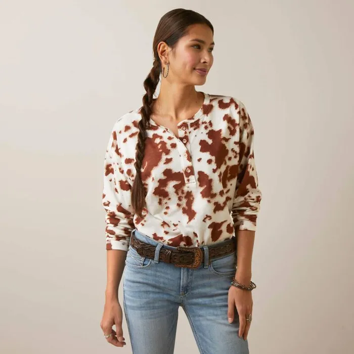 Women TShirts and Tops Ariat Relaxed Henley Top Paint