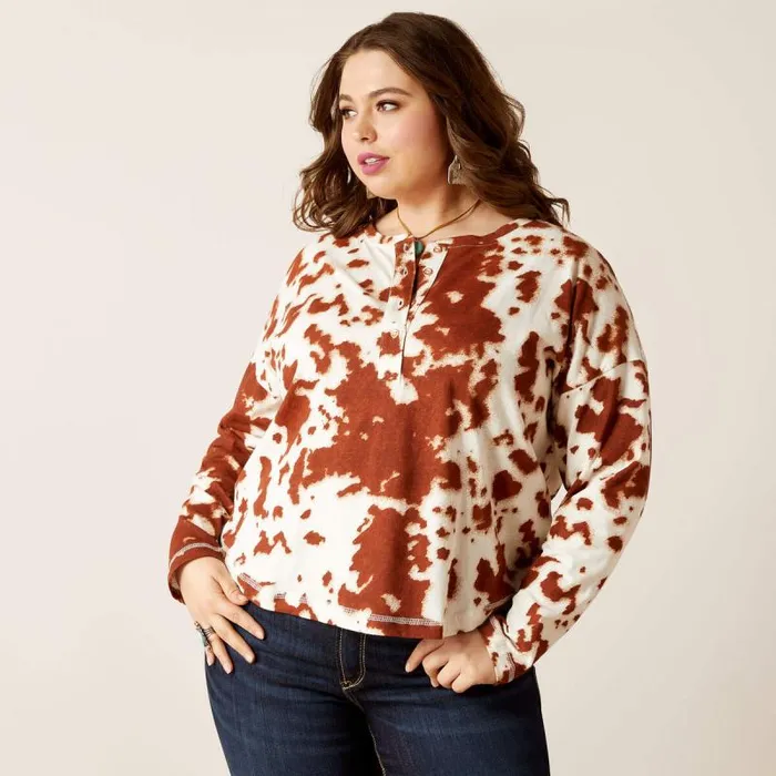 Women TShirts and Tops Ariat Relaxed Henley Top Paint Women TShirts and Tops Ariat Relaxed Henley Top Paint