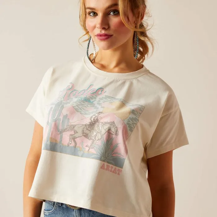 Women TShirts and Tops Ariat Rodeo Bound TShirt Pristine Women TShirts and Tops Ariat Rodeo Bound TShirt Pristine