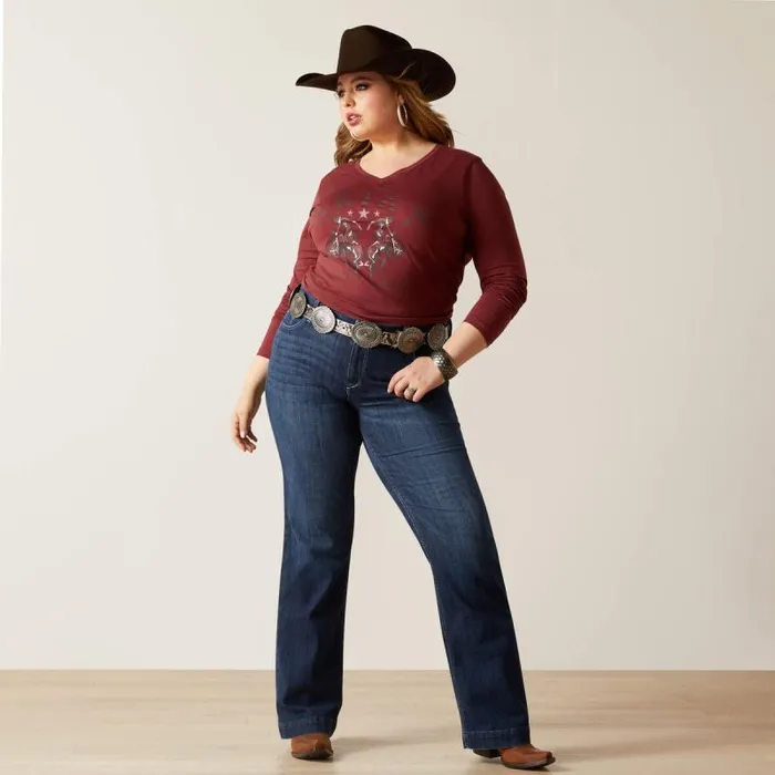 Women TShirts and Tops Ariat Rodeo TShirt Oxblood Red Women TShirts and Tops Ariat Rodeo TShirt Oxblood Red