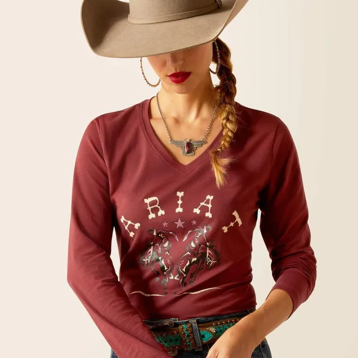 Women TShirts and Tops Ariat Rodeo TShirt Oxblood Red Women TShirts and Tops Ariat Rodeo TShirt Oxblood Red