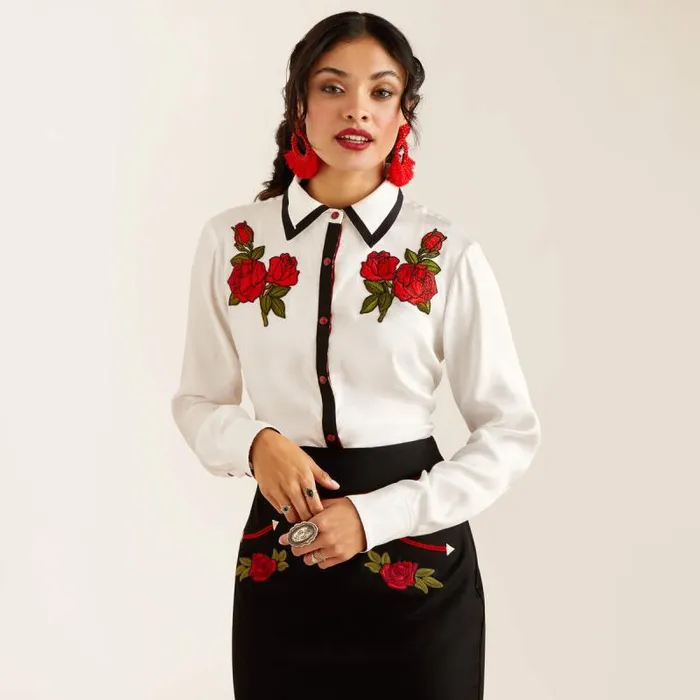 Women TShirts and Tops Ariat Rose Rodeo Quincy Shirt White