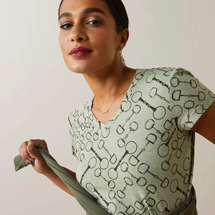 Women TShirts and Tops Ariat Snaffle TShirt Basil Heather