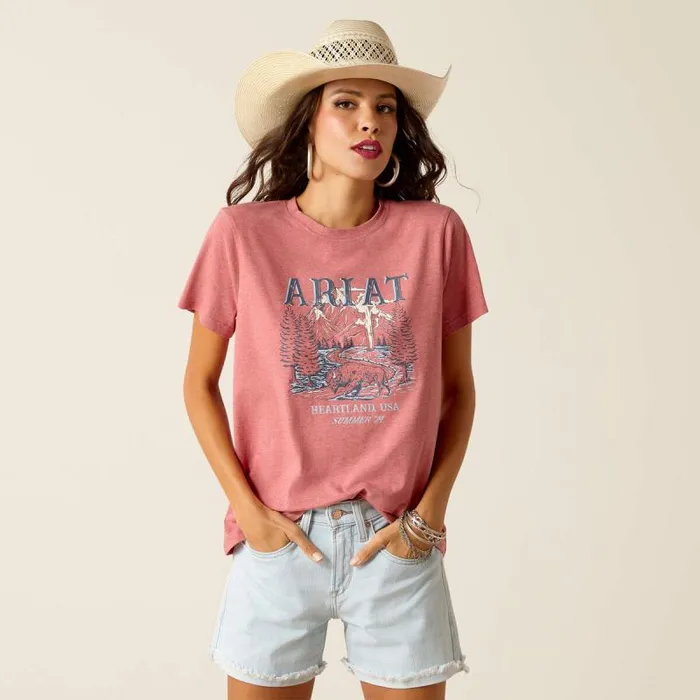 Women TShirts and Tops Ariat Souvenir TShirt Garnet Heather