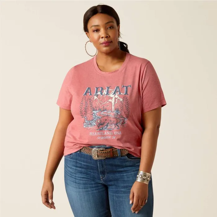 Women TShirts and Tops Ariat Souvenir TShirt Garnet Heather