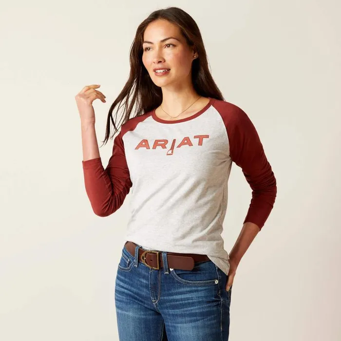 Women TShirts and Tops Ariat Stirrup Leather I TShirt Heather Greyfired Brick
