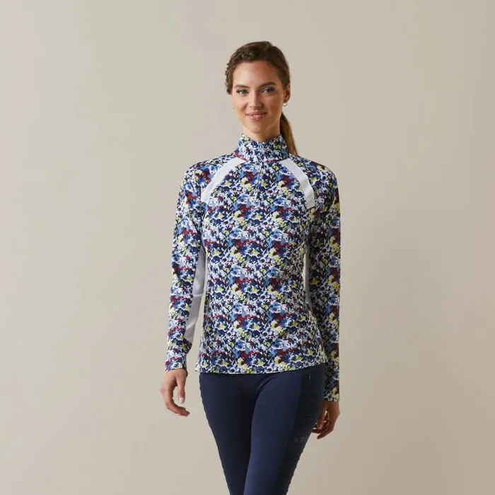 Women TShirts and Tops Ariat Sunstopper 20 14 Zip Baselayer Blue Camo Floral