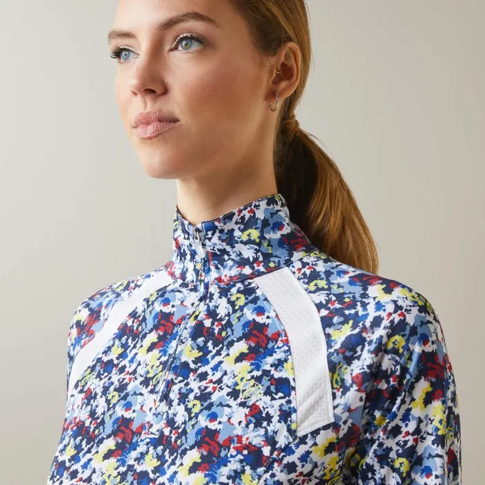 Women TShirts and Tops Ariat Sunstopper 20 14 Zip Baselayer Blue Camo Floral Women TShirts and Tops Ariat Sunstopper 20 14 Zip Baselayer Blue Camo Floral