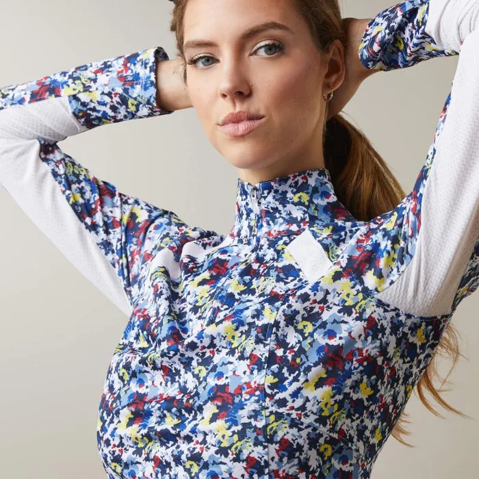 Women TShirts and Tops Ariat Sunstopper 20 14 Zip Baselayer Blue Camo Floral Women TShirts and Tops Ariat Sunstopper 20 14 Zip Baselayer Blue Camo Floral