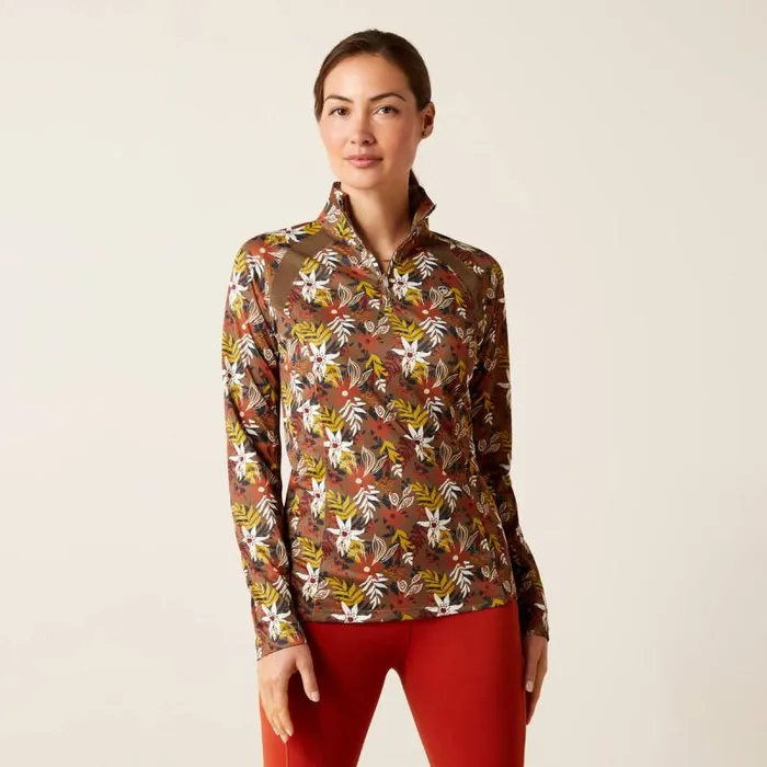 Women TShirts and Tops Ariat Sunstopper 20 14 Zip Baselayer Canteen Floral