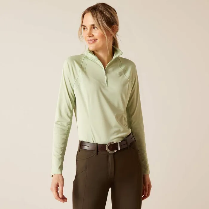 Women TShirts and Tops Ariat Sunstopper 30 14 Zip Baselayer Laurel Green