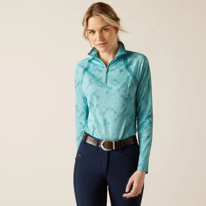 Women TShirts and Tops Ariat Sunstopper 30 14 Zip Baselayer Marine Blue Bit
