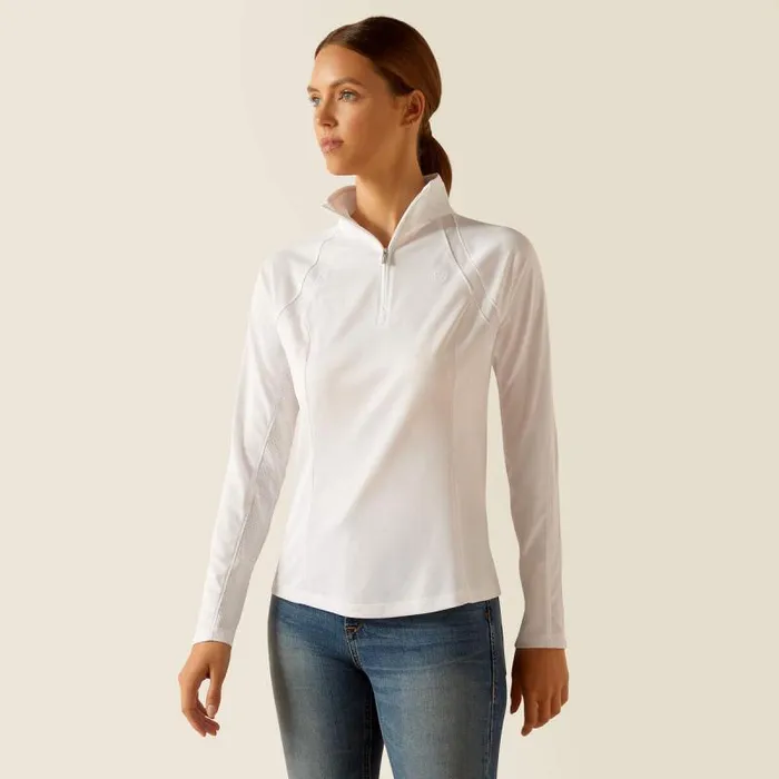 Women TShirts and Tops Ariat Sunstopper 30 14 Zip Baselayer White