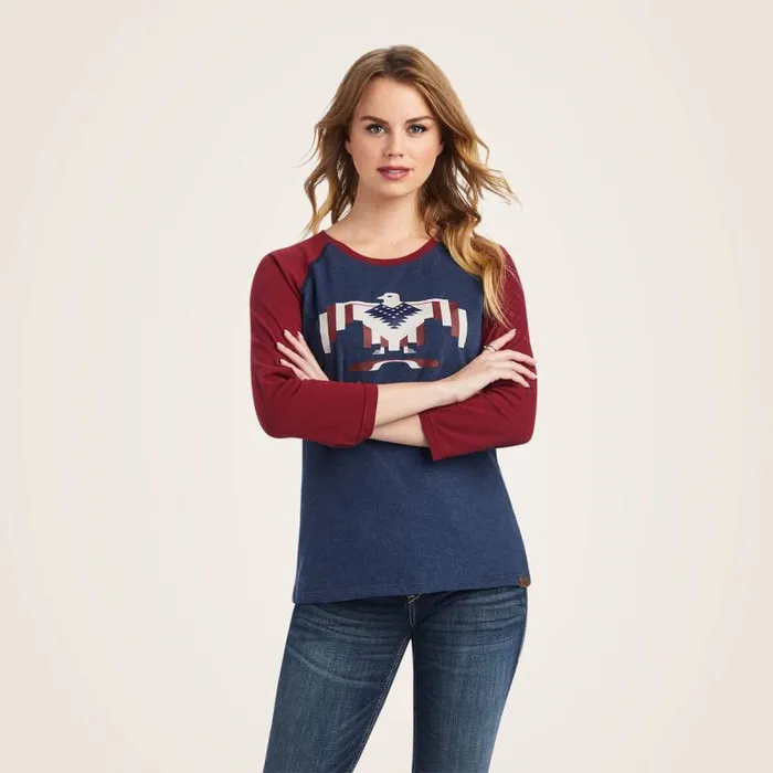 Women TShirts and Tops Ariat Thunderbird Chimayo Navy Heatherrubiyat
