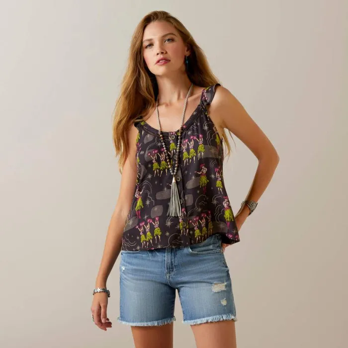 Women TShirts and Tops Ariat Western Aloha Top Wa Hula Print