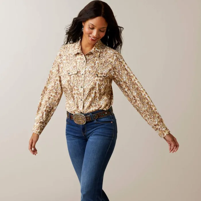 Women TShirts and Tops Ariat Western VentTEK Stretch Shirt Sophia Leopard Print