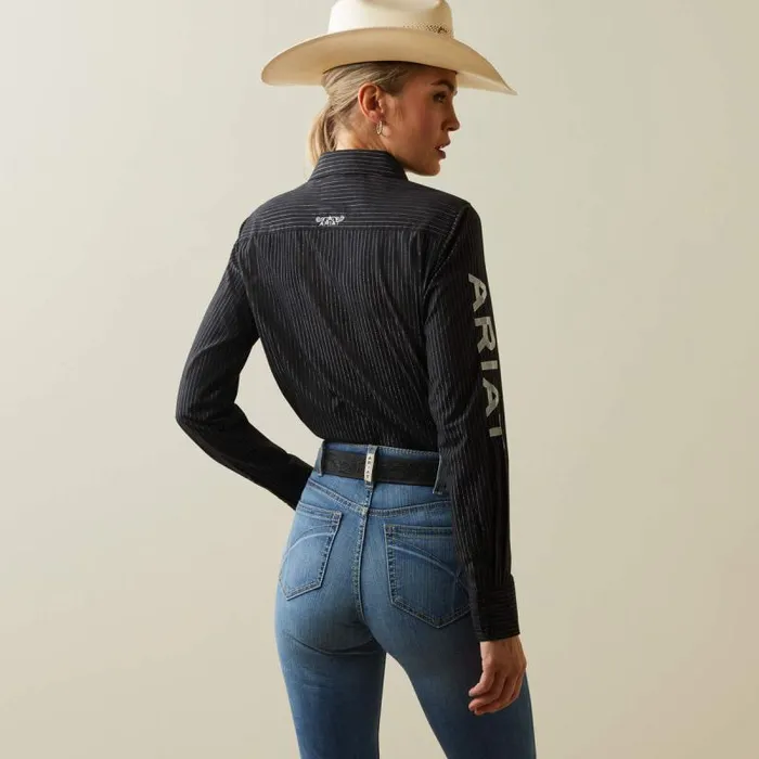 Women TShirts and Tops Ariat Wrinkle Resist Team Kirby Stretch Shirt Black W Silver Lurex