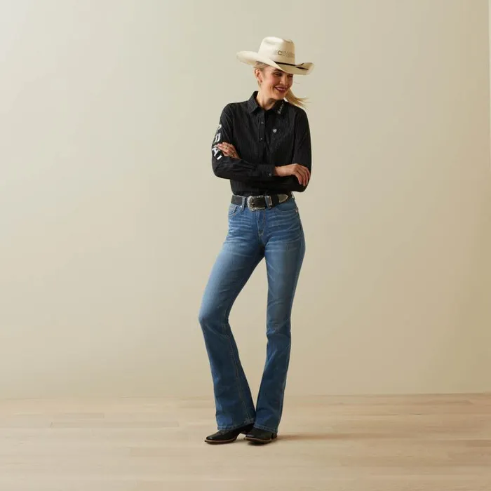 Women TShirts and Tops Ariat Wrinkle Resist Team Kirby Stretch Shirt Black W Silver Lurex