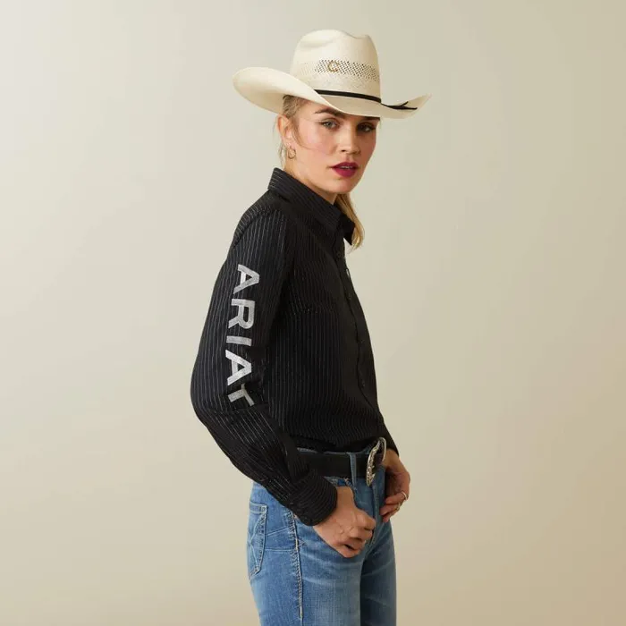 Women TShirts and Tops Ariat Wrinkle Resist Team Kirby Stretch Shirt Black W Silver Lurex