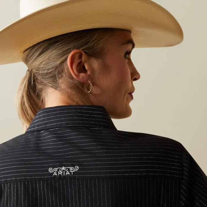 Women TShirts and Tops Ariat Wrinkle Resist Team Kirby Stretch Shirt Black W Silver Lurex