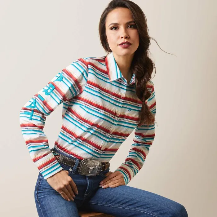 Women TShirts and Tops Ariat Wrinkle Resist Team Kirby Stretch Shirt Rosa Serape