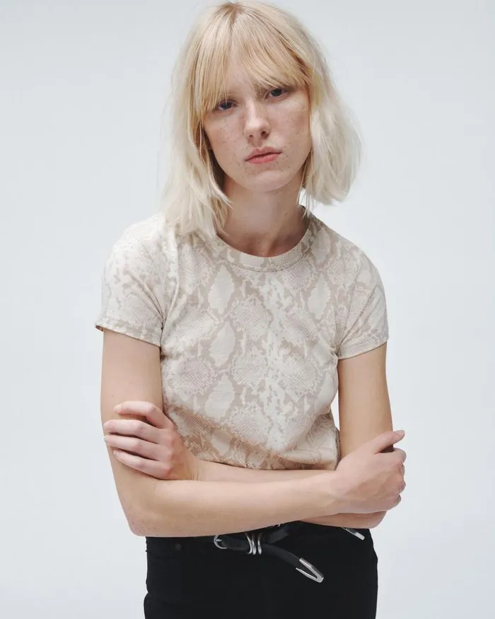 Women TShirts Rag 038 Bone Allover Snake Tee Snake Print