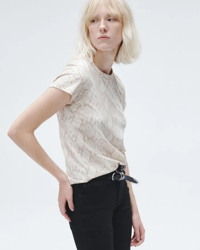 Women TShirts Rag 038 Bone Allover Snake Tee Snake Print