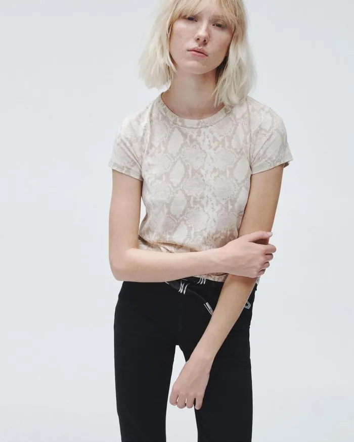 Women TShirts Rag 038 Bone Allover Snake Tee Snake Print