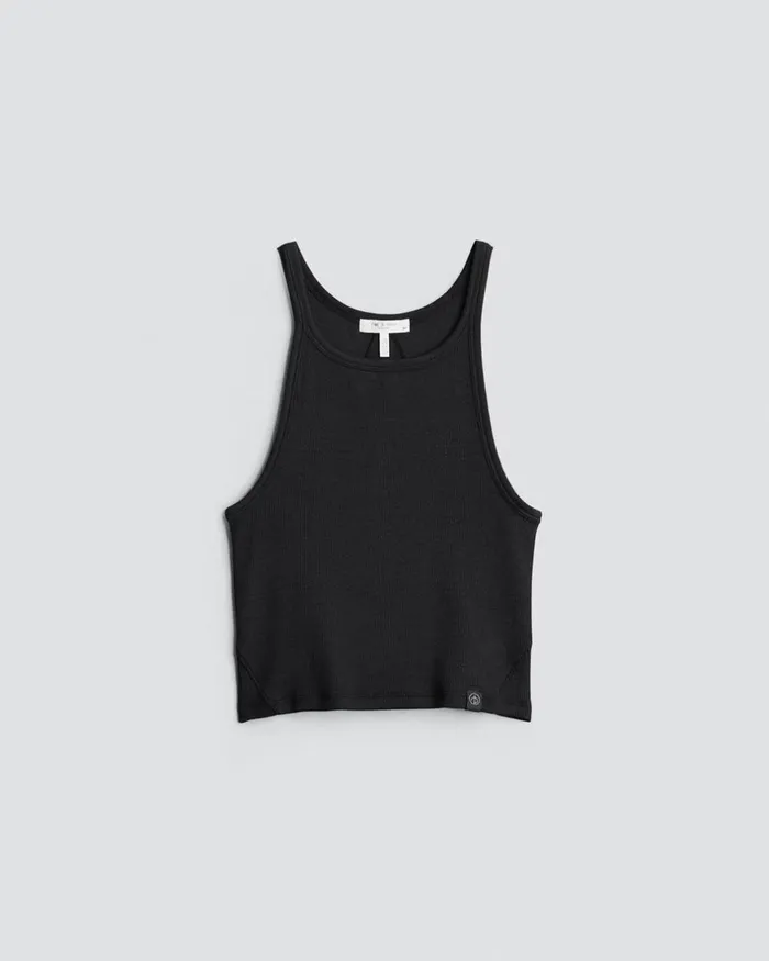 Women TShirts Rag 038 Bone The Essential Rib String Tank Black