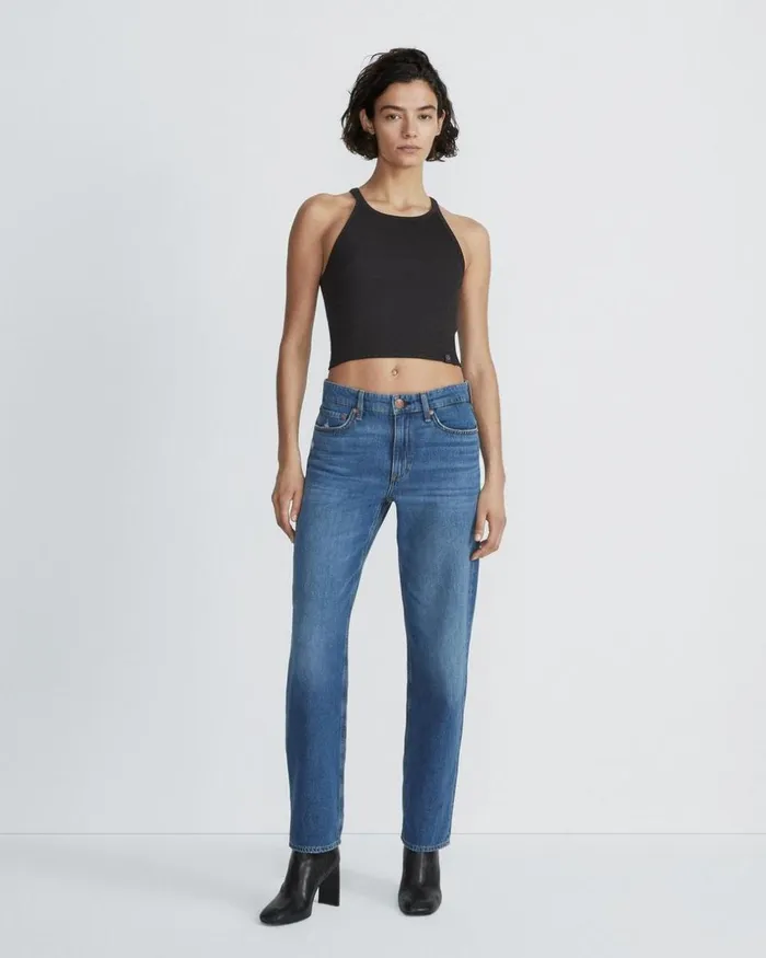 Women TShirts Rag 038 Bone The Essential Rib String Tank Black