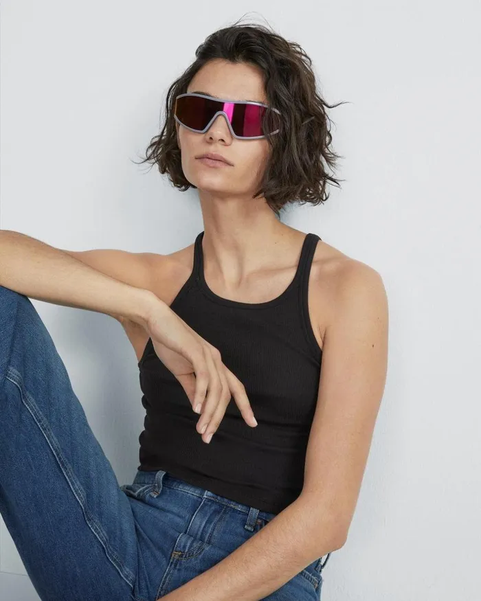 Women TShirts Rag 038 Bone The Essential Rib String Tank Black