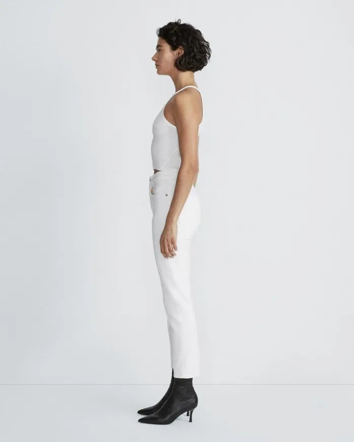 Women TShirts Rag 038 Bone The Essential Rib String Tank White