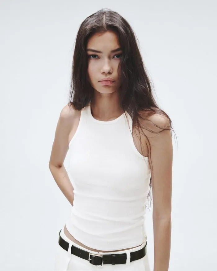 Women TShirts Rag 038 Bone The Essential Rib Tank White