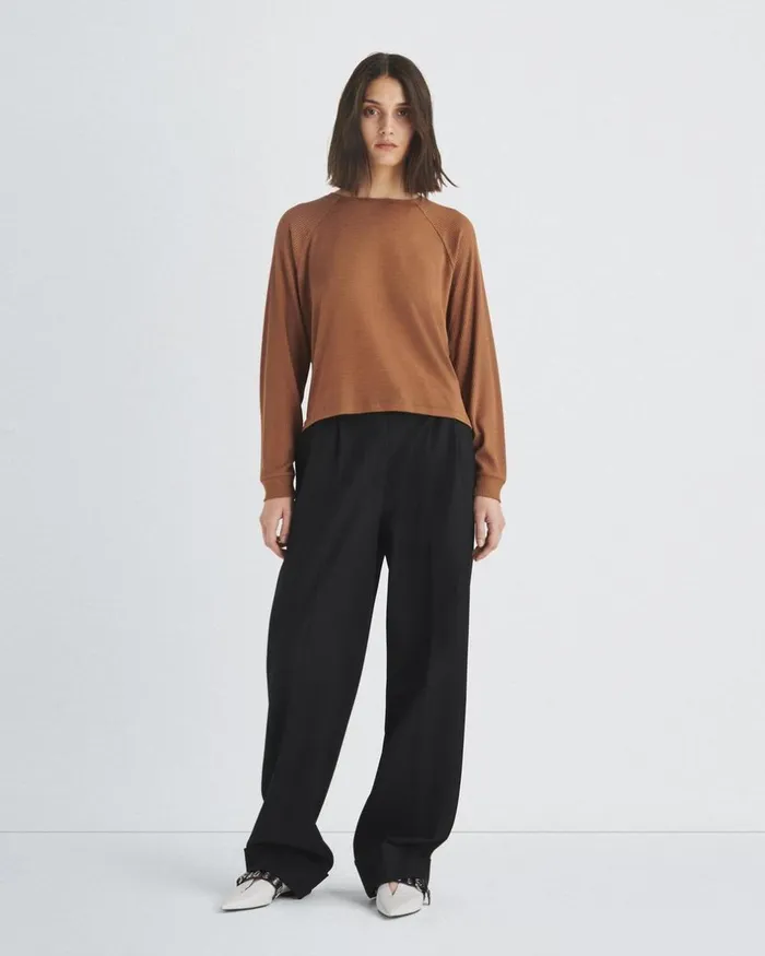 Women TShirts Rag 038 Bone The Knit Crew Pullover Camel