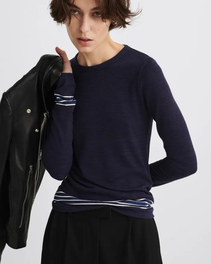 Women TShirts Rag 038 Bone The Knit Long Sleeve Blumlti