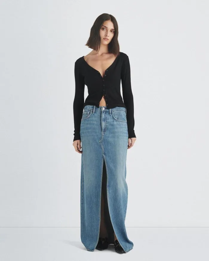 Women TShirts Rag 038 Bone The Knit Rib Vee Cardigan Black