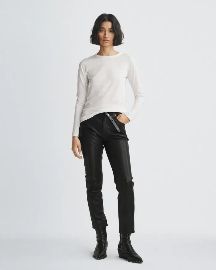 Women TShirts Rag 038 Bone The Slub Long Sleeve Bright White