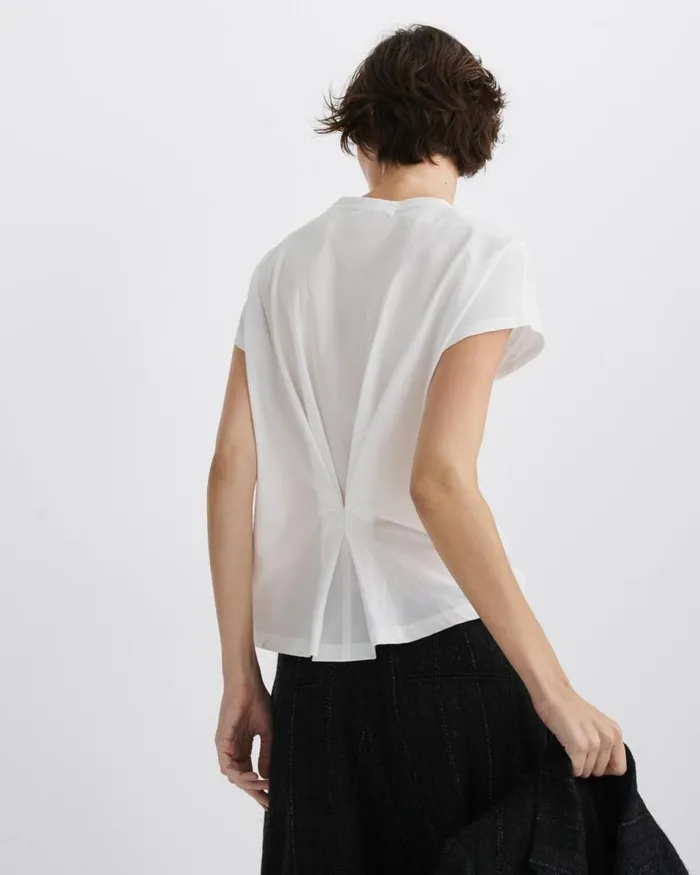Women TShirts Rag 038 Bone The Slub Pleated Tee White