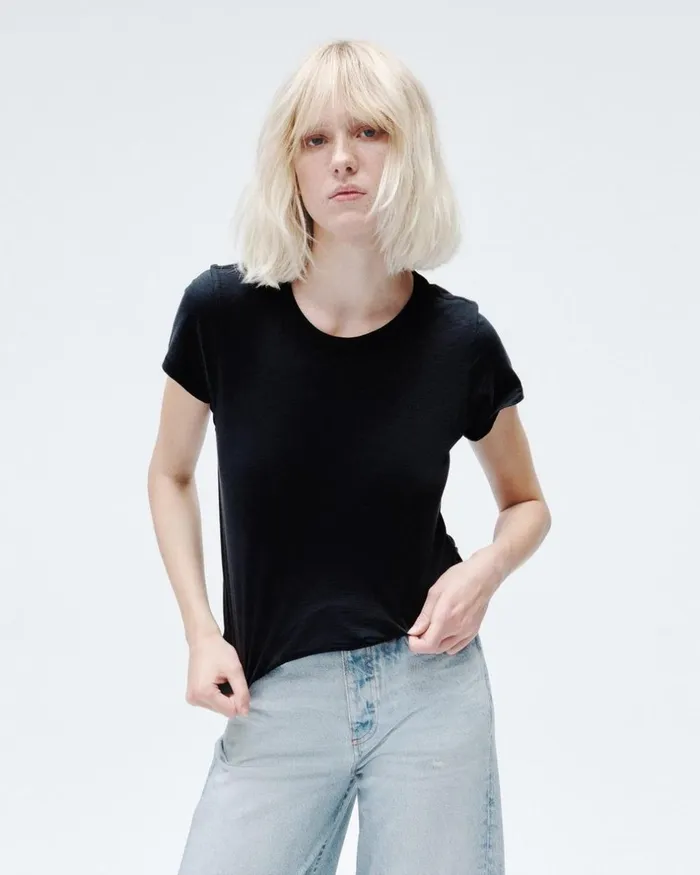 Women TShirts Rag 038 Bone The Slub Tee Black