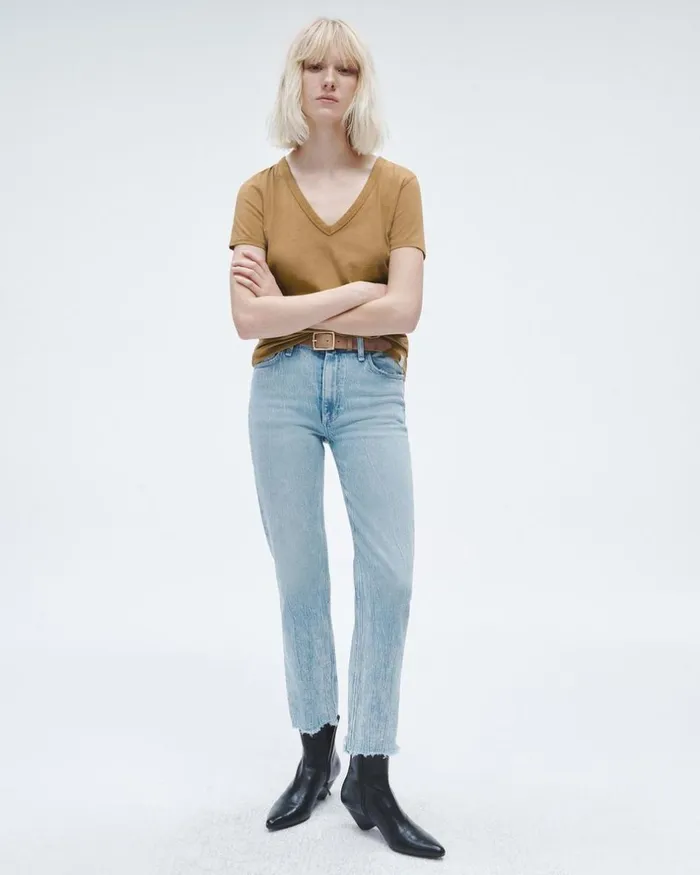 Women TShirts Rag 038 Bone The Slub Vee Khaki