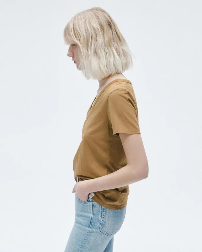 Women TShirts Rag 038 Bone The Slub Vee Khaki