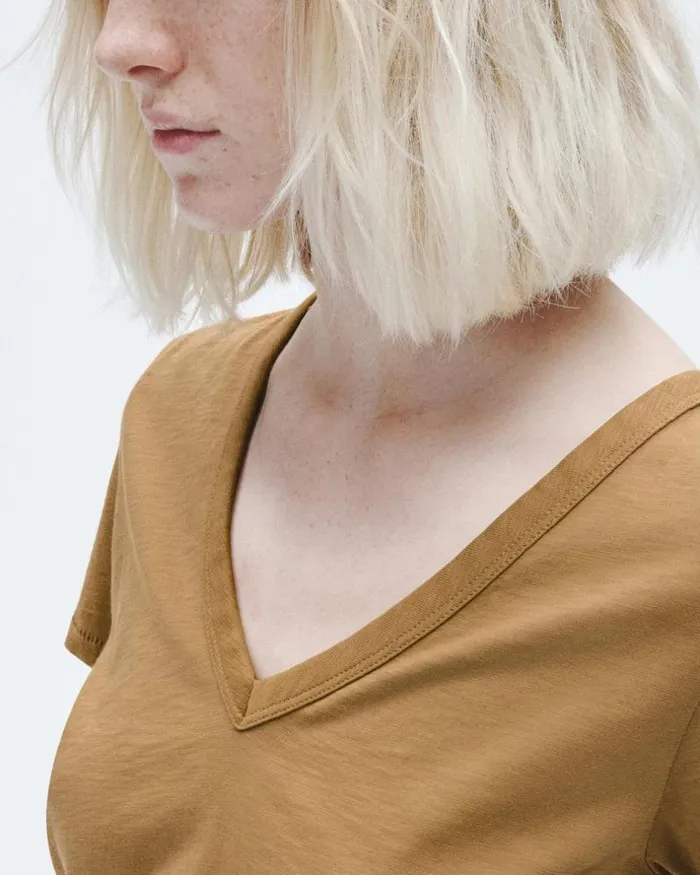 Women TShirts Rag 038 Bone The Slub Vee Khaki