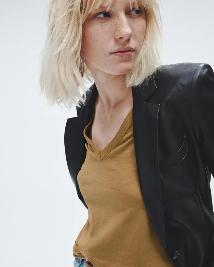 Women TShirts Rag 038 Bone The Slub Vee Khaki
