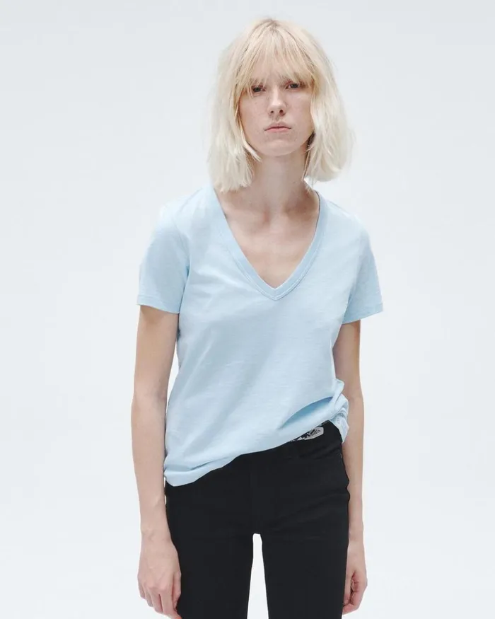 Women TShirts Rag 038 Bone The Slub Vee Raindrop
